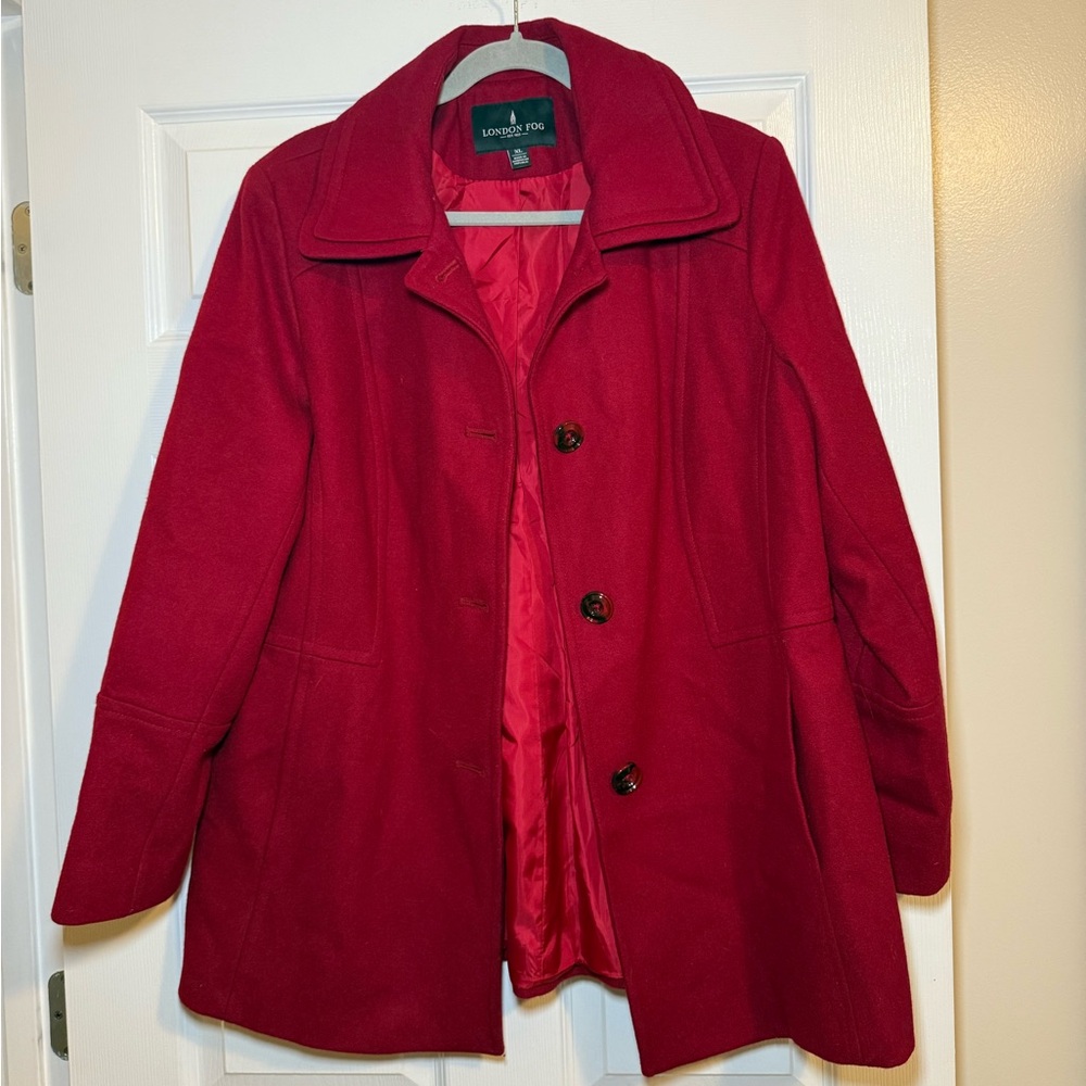 London Fog Women’s Red Peacoat Jacket- Size XL